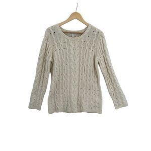 Coldwater Creek Cable Sweater Womens Size XL 18 Cabincore Cozycore Minimalist‎